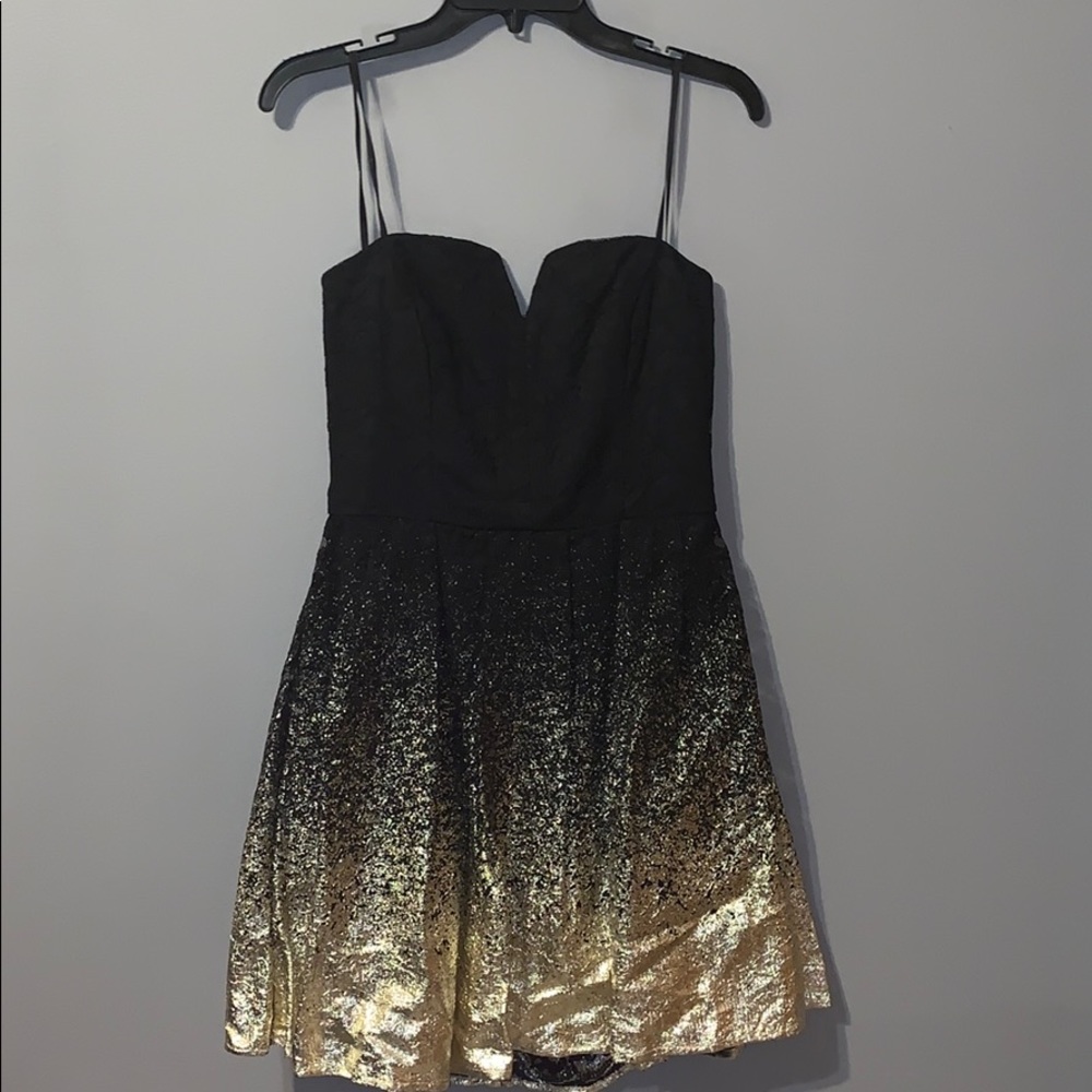 Black/gold strapless cocktail dress (used once)